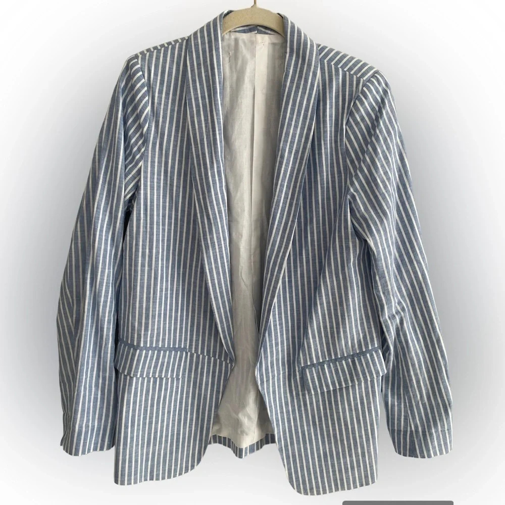 ESQUALO 100% Cotton Striped Nautical coastal Blazer Size M-L (See decription)